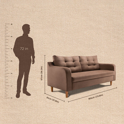 Ease Plus Brown Fabric 3 seater sofa