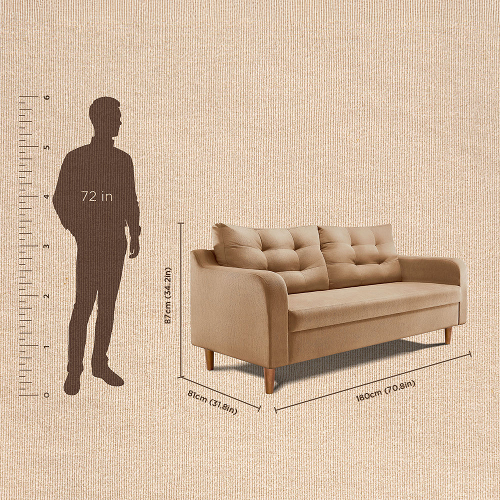 Ease Plus Beige Fabric 3 seater sofa