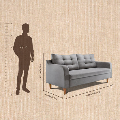 Ease Plus Grey Fabric 3 seater sofa