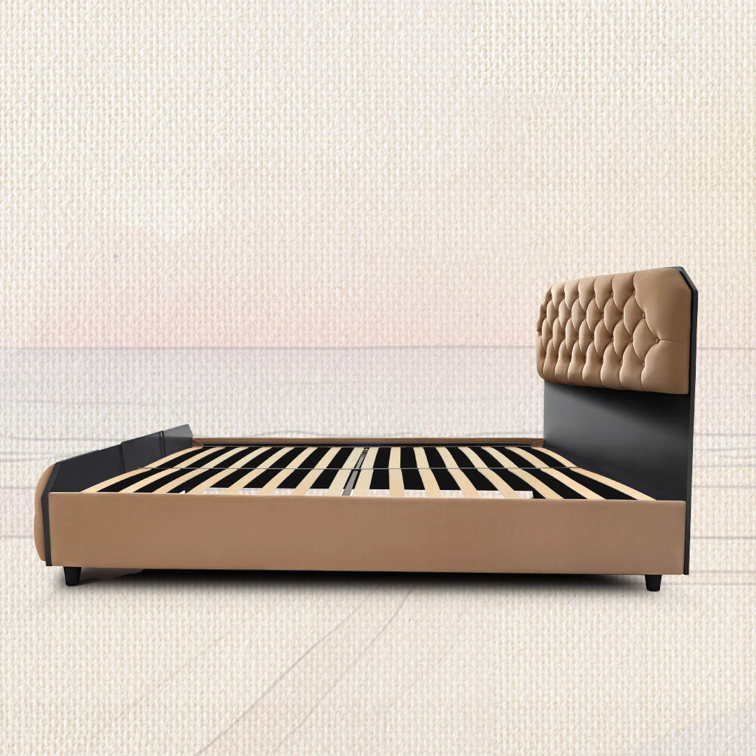 Wave Plus Adjustable Bed Serene Upholstered Bed (Brown)+ Wave Kinect Reva Mattress 8"(20.3cm)