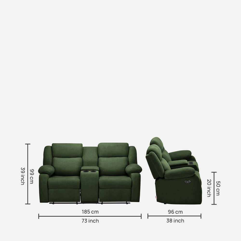 Avalon E Twin Motorized Recliner |  2 seater | Sap Green |  Duroflex Furniture
