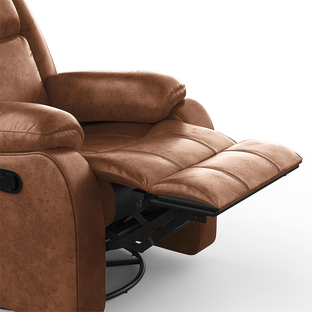 Avalon Rocking & Rotating Desert Orange Single Seater Suede Fabric Recliner