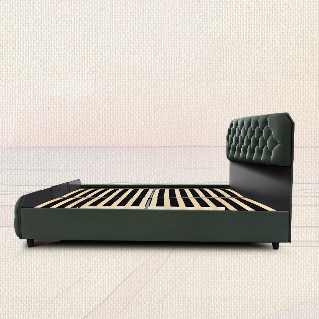 Wave Plus Adjustable Bed Serene Upholstered Bed (Green)+ Wave Kinect Strength Mattress 8"(20.3cm)