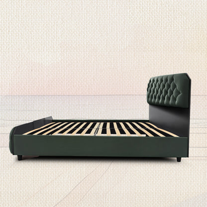Wave Plus Adjustable Bed Serene Upholstered Bed (Green)+ Wave Kinect Strength Mattress 8"(20.3cm)