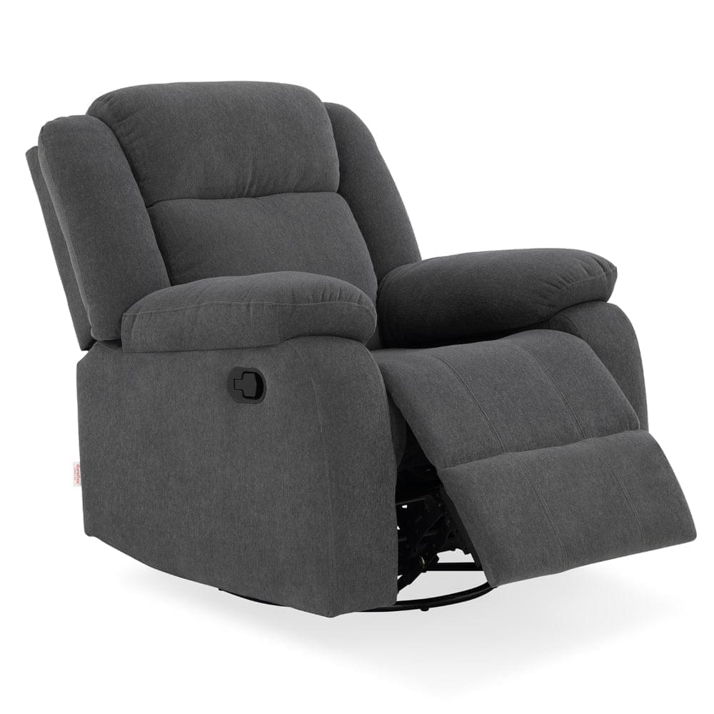 Avalon Rocking Rotating Single Seater Fabric Recliner in Graphite Grey Colour