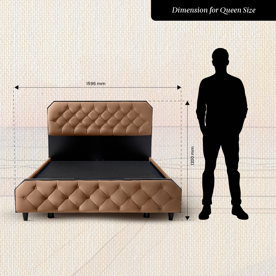 Wave Plus Adjustable Bed Serene Upholstered Bed (Brown)+ Wave Kinect Reva Mattress 8"(20.3cm)