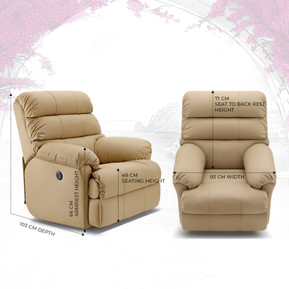 Avalon Posture pro Rocking & Rotating Single Seater Premium Leatherette Recliner, Beige, Motorized