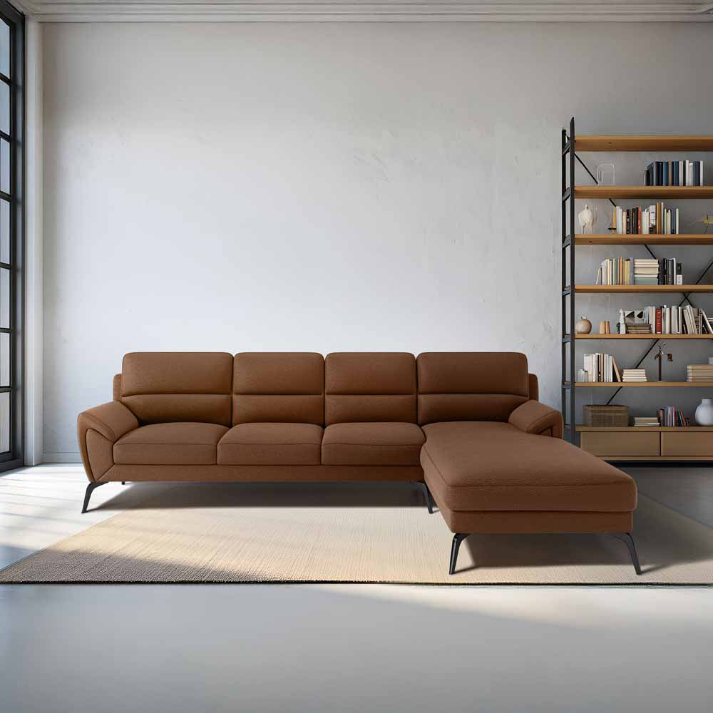 Octave 3 Seater with Lounger Suede Fabric - Capuccino