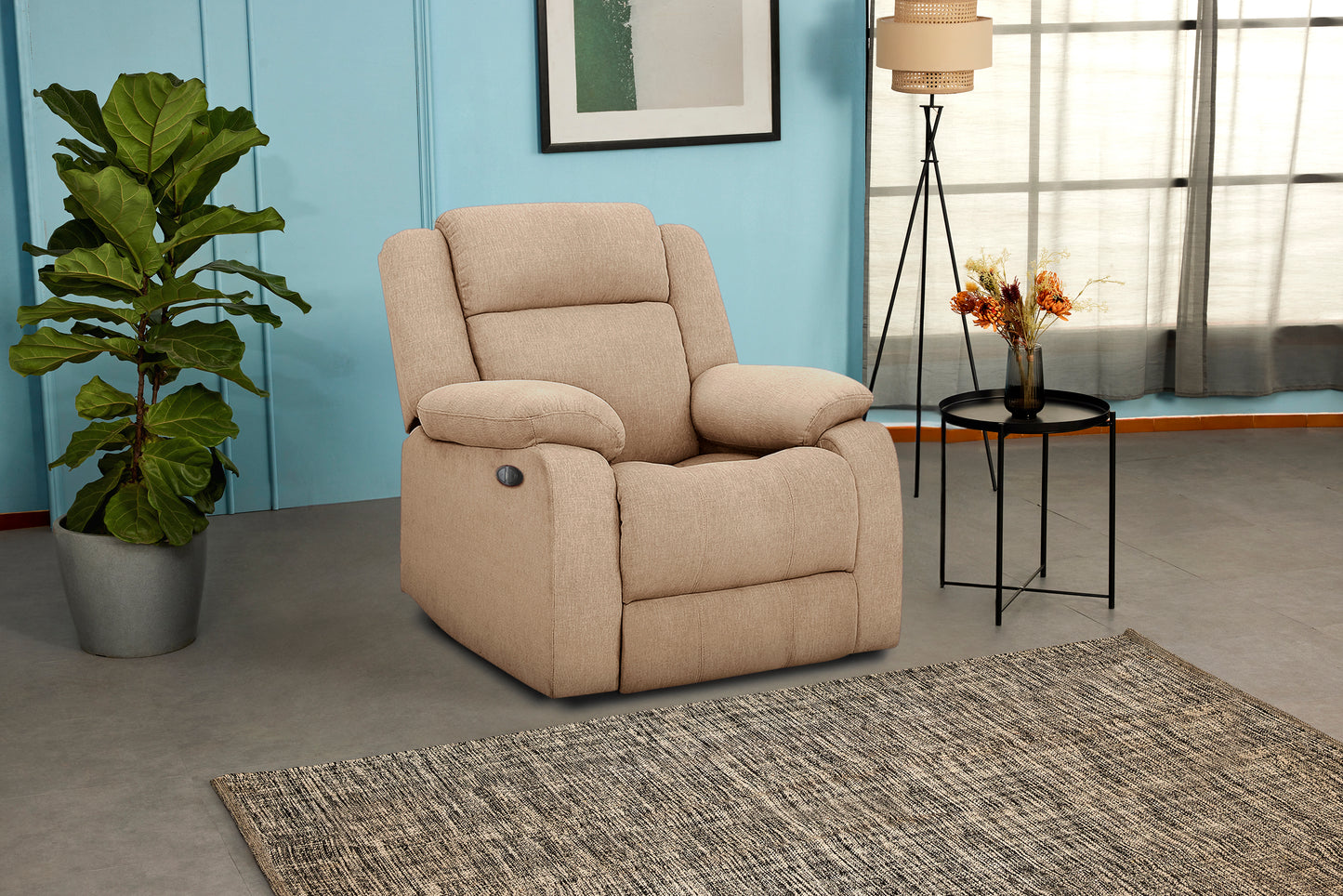Avalon Motorized Electric Powered Brown Fabric Recliner