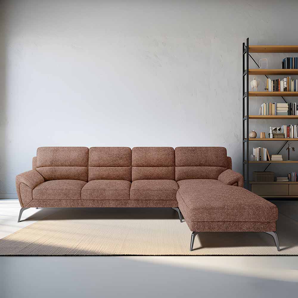 Octave 3 Seater with Lounger Boucle Fabric - Dusty Rose