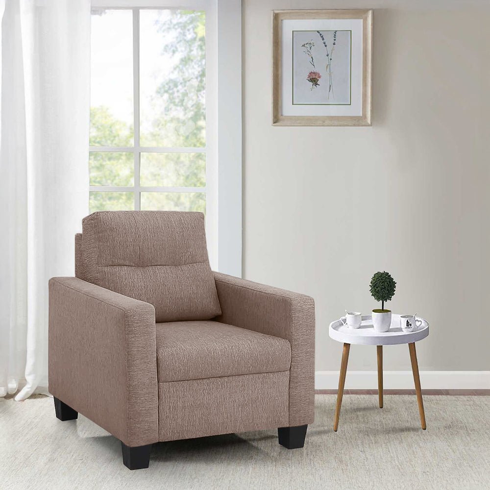 Ease Fabric Sofa | 1 seater | Brown |  Duroflex Furniture

