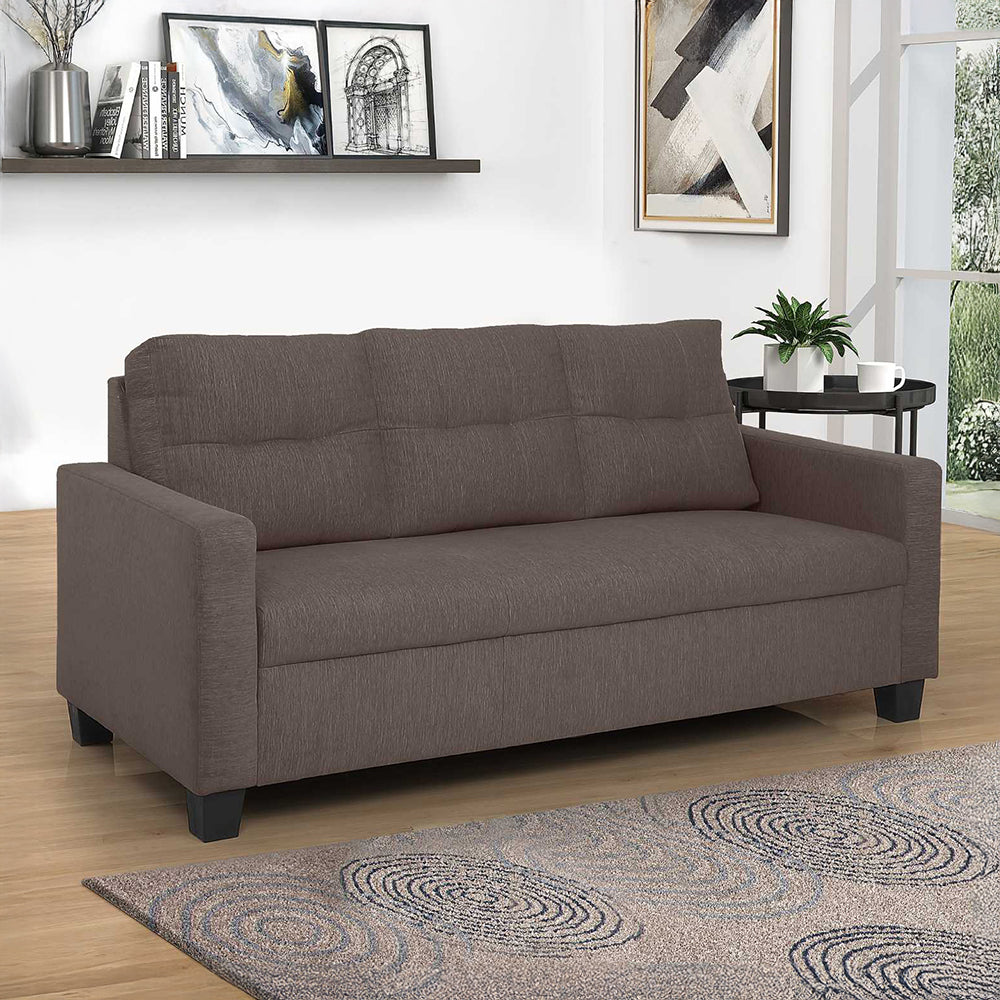 Ease Saddle Brown Fabric 3 Seater Sofa