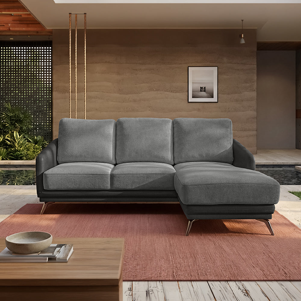 cove-brushed-nickel-grey-leatherette-pumice-stone-grey-fabric-2-seater-sofa-lounger