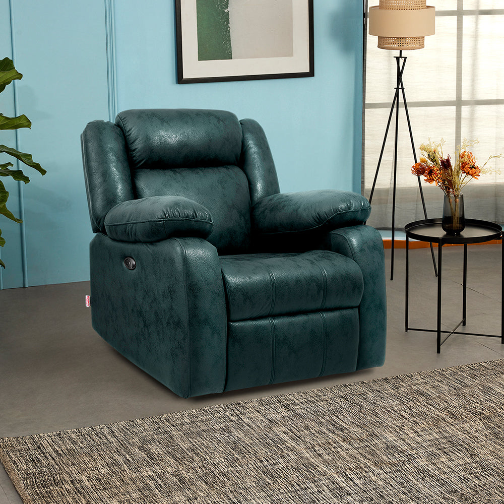 Avalon Motorized Electric Powered Midnight Blue Suede Recliner