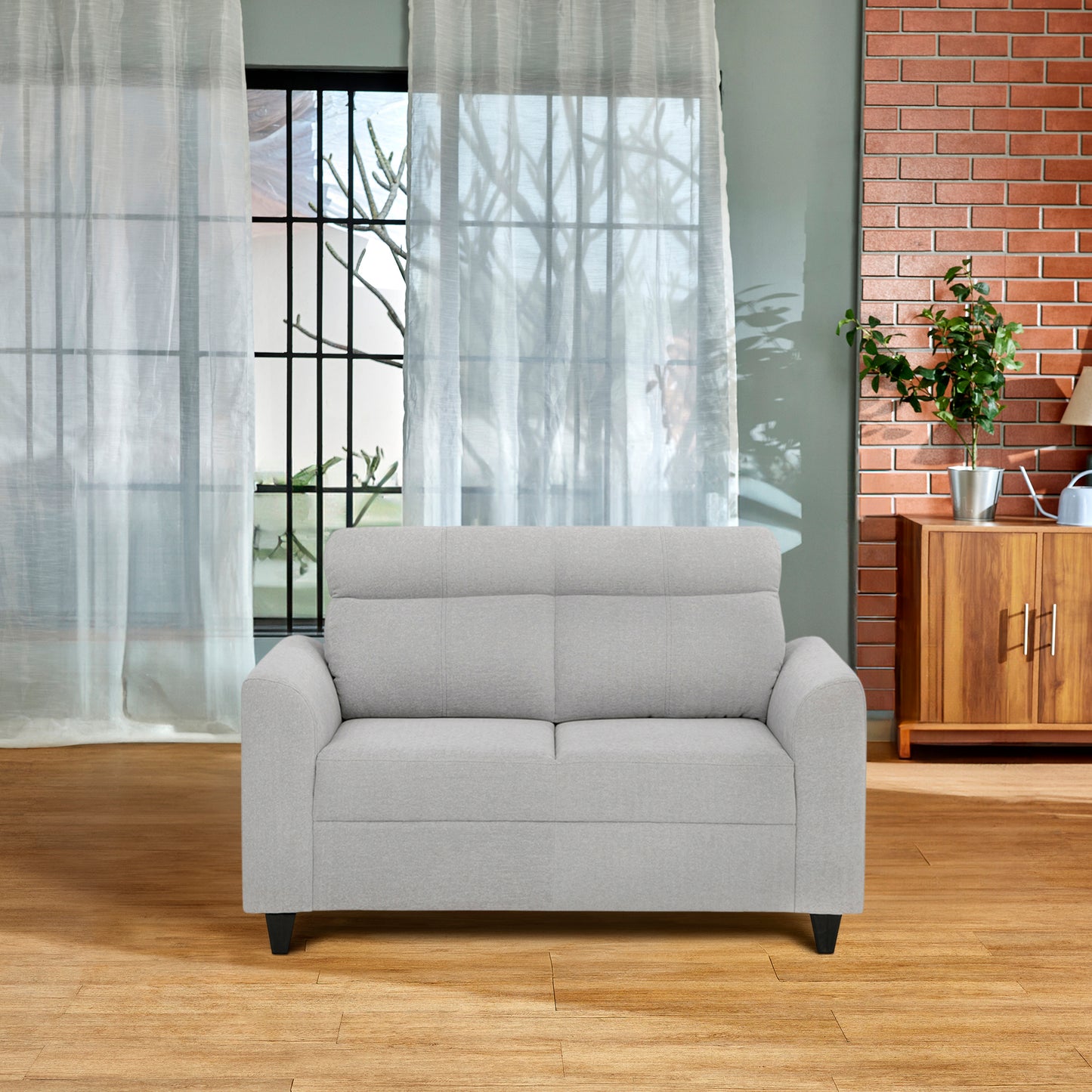 Zivo Plus Cloudy Gray Fabric 2 Seater Sofa