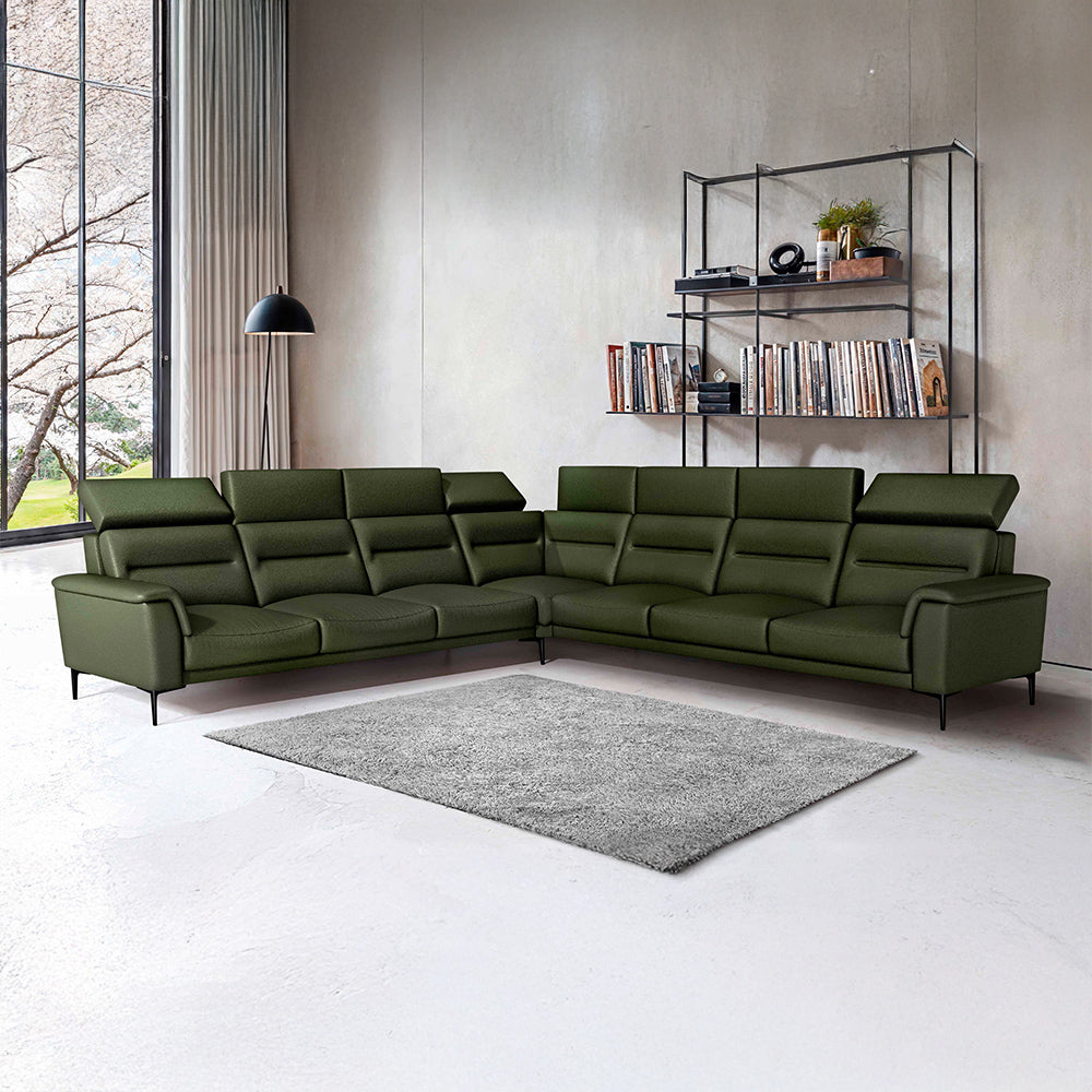 Crescendo 3 Seater + Corner + 3 Seater Leatherette Fabric - Black Forest