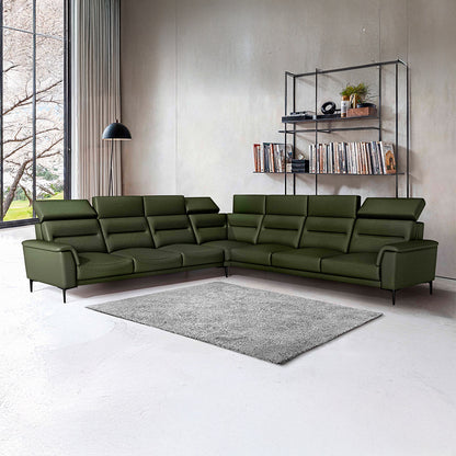 Crescendo 3 Seater + Corner + 3 Seater Leatherette Fabric - Black Forest