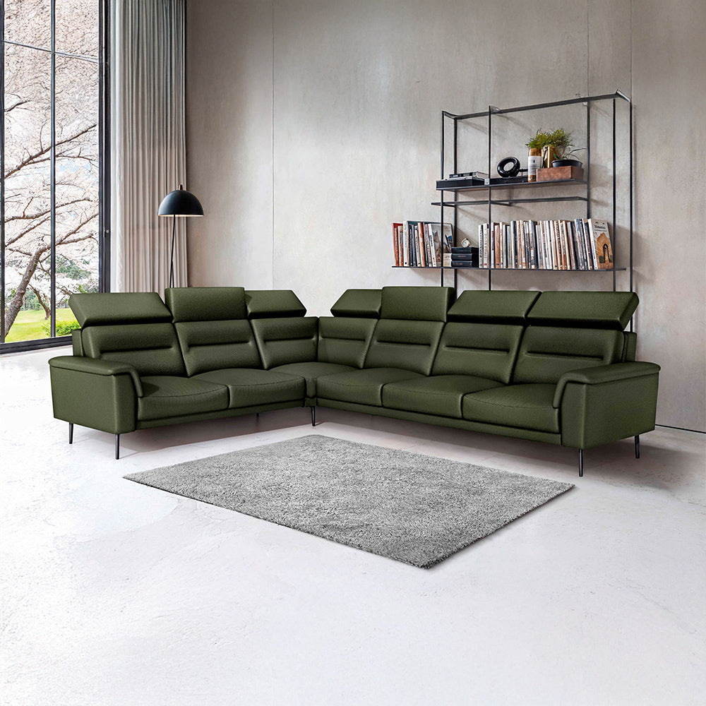 Crescendo 2 Seater + Corner + 3 Seater Leatherette Fabric - Black Forest