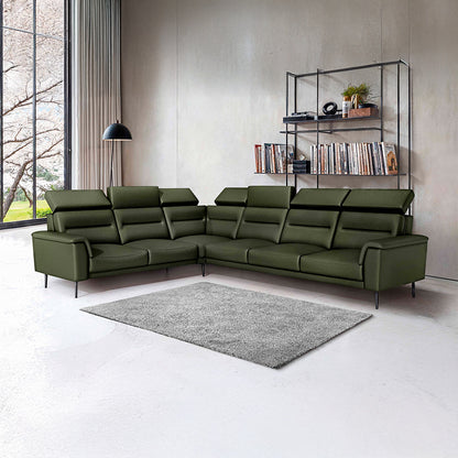Crescendo 2 Seater + Corner + 3 Seater Leatherette Fabric - Black Forest