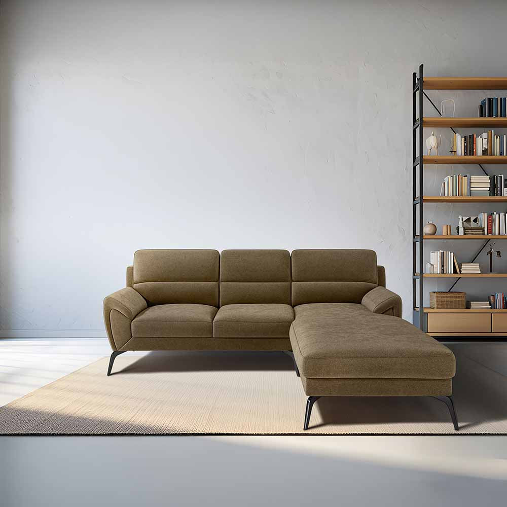 Octave 2 Seater Sofa with Lounger Water & Stain Repellent Fabric  - Dark Earth