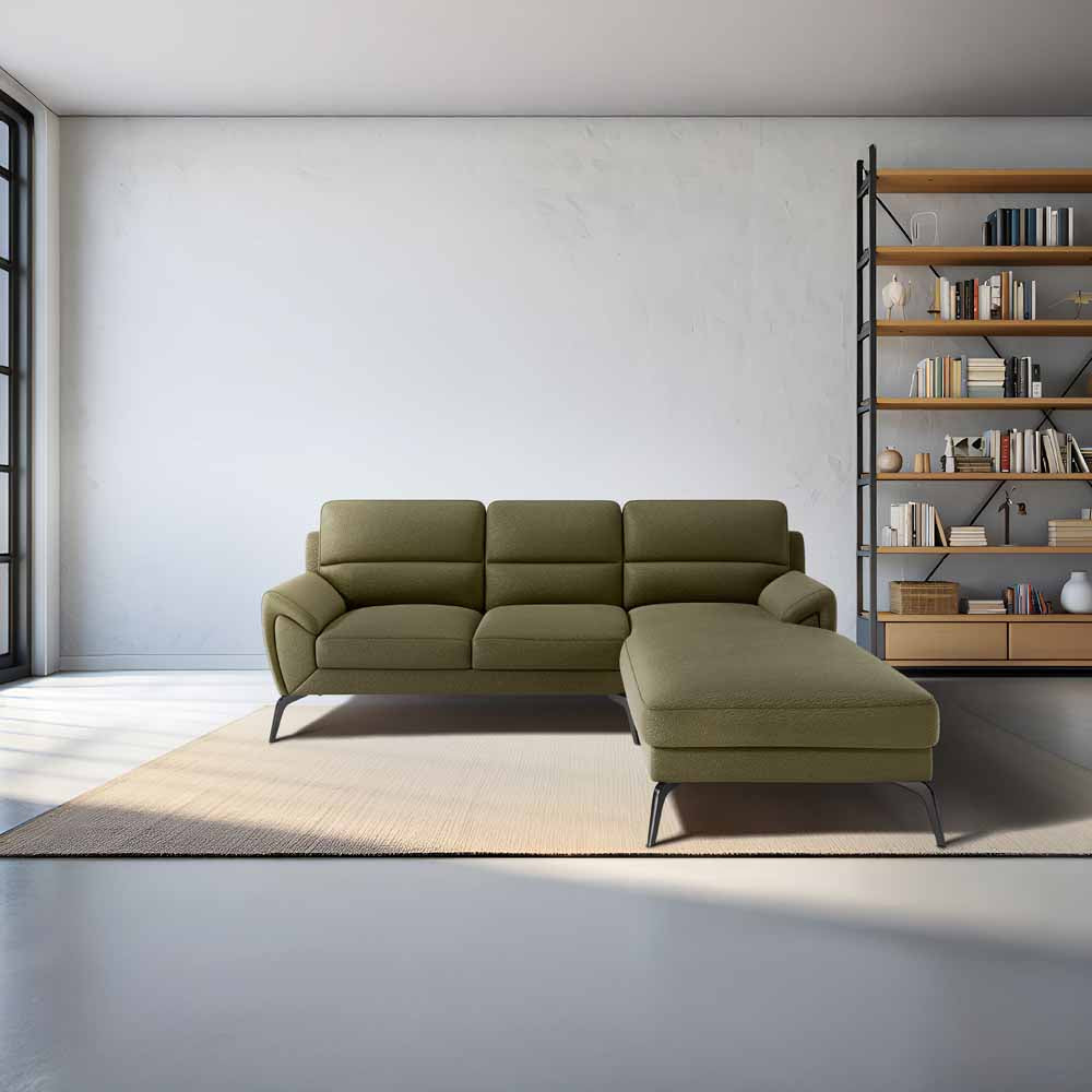 Octave 2 Seater Sofa with RH Lounger Suede Fabric  - Avacado