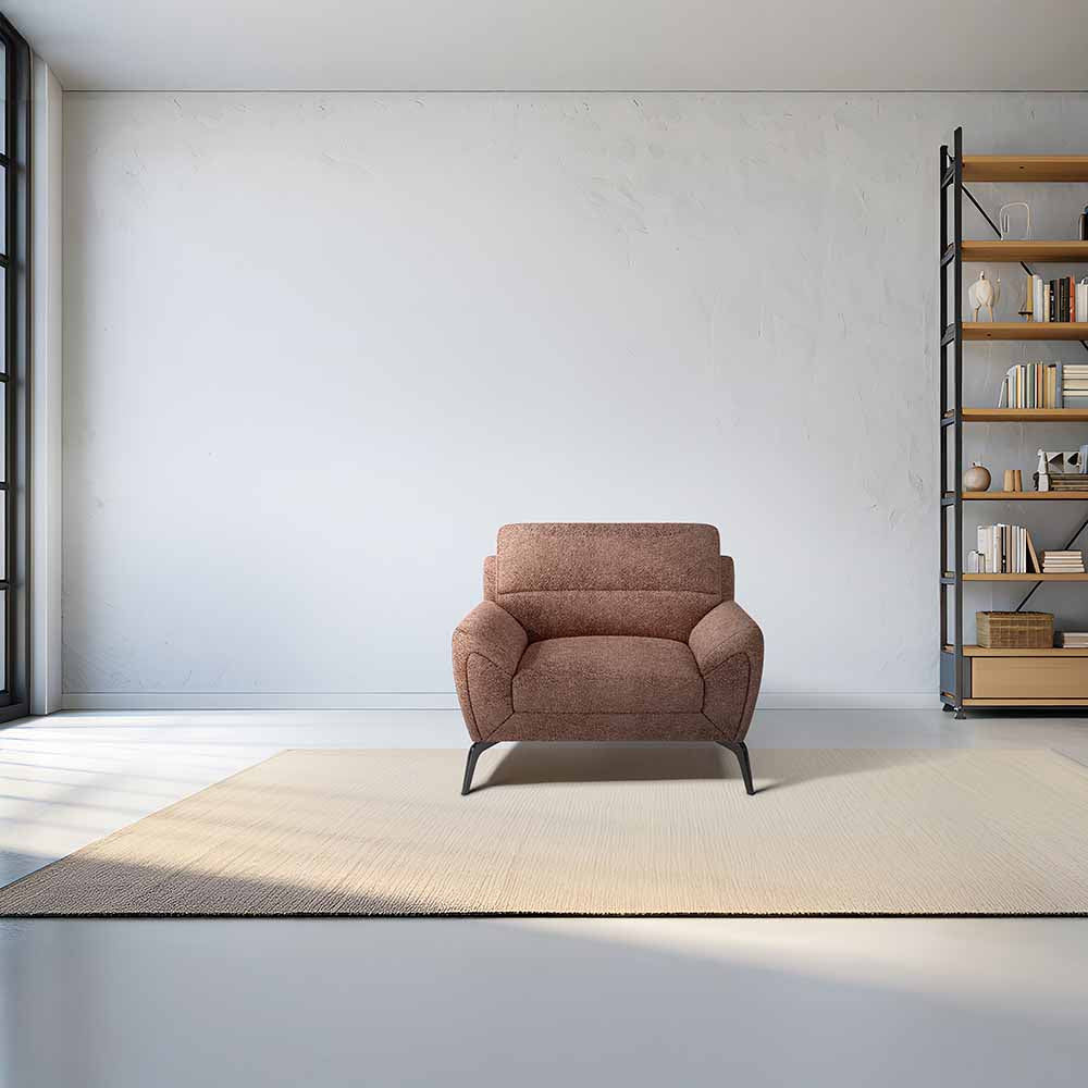 Octave 1 Seater Seater-Boucle Fabric - Dusty rose