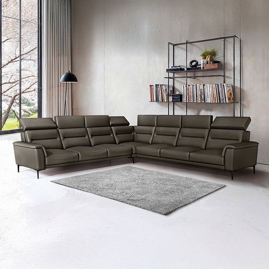 Crescendo 3 Seater + Corner + 3 Seater Leatherette Fabric - Pewter Grey