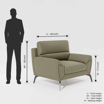 Octave 1 Seater Seater-Suede fabric - Almond milk