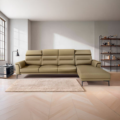 Cresendo 3 Seater with RH Lounger Leatherette fabric - Pebble