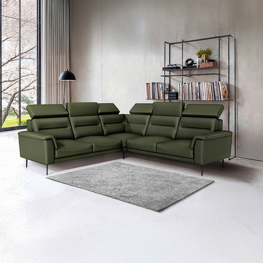 Crescendo 2 Seater + Corner + 2 Seater Leatherette Fabric - Black Forest