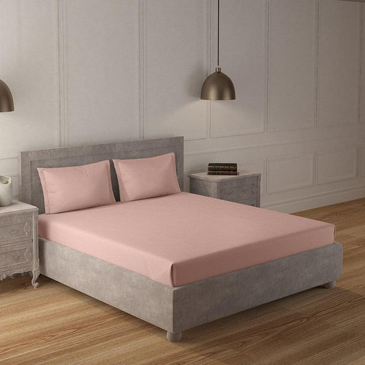 Cloud Pink 100% Cotton 300 TC Satin Bedsheet Set