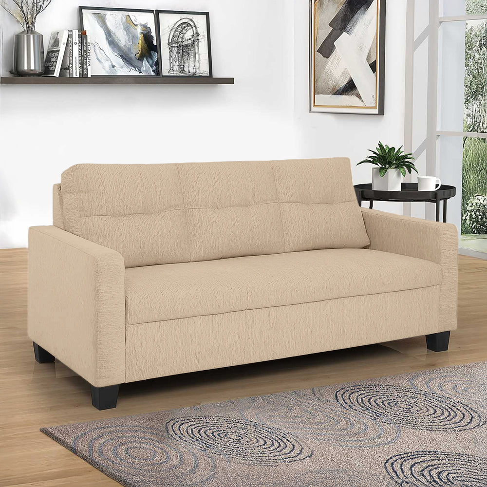 Ease Beige Fabric 3 Seater Sofa