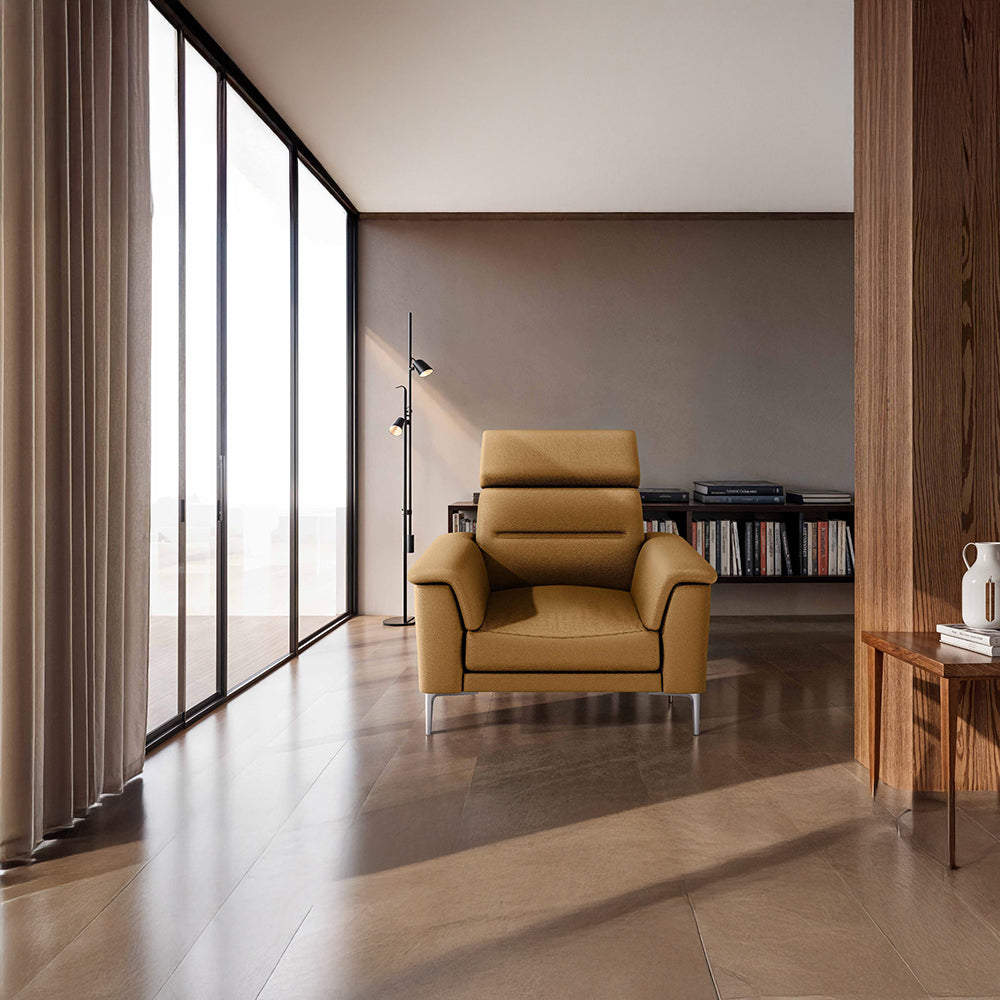 Cresendo 1 Seater Leatherette fabric - Tobacco Brown