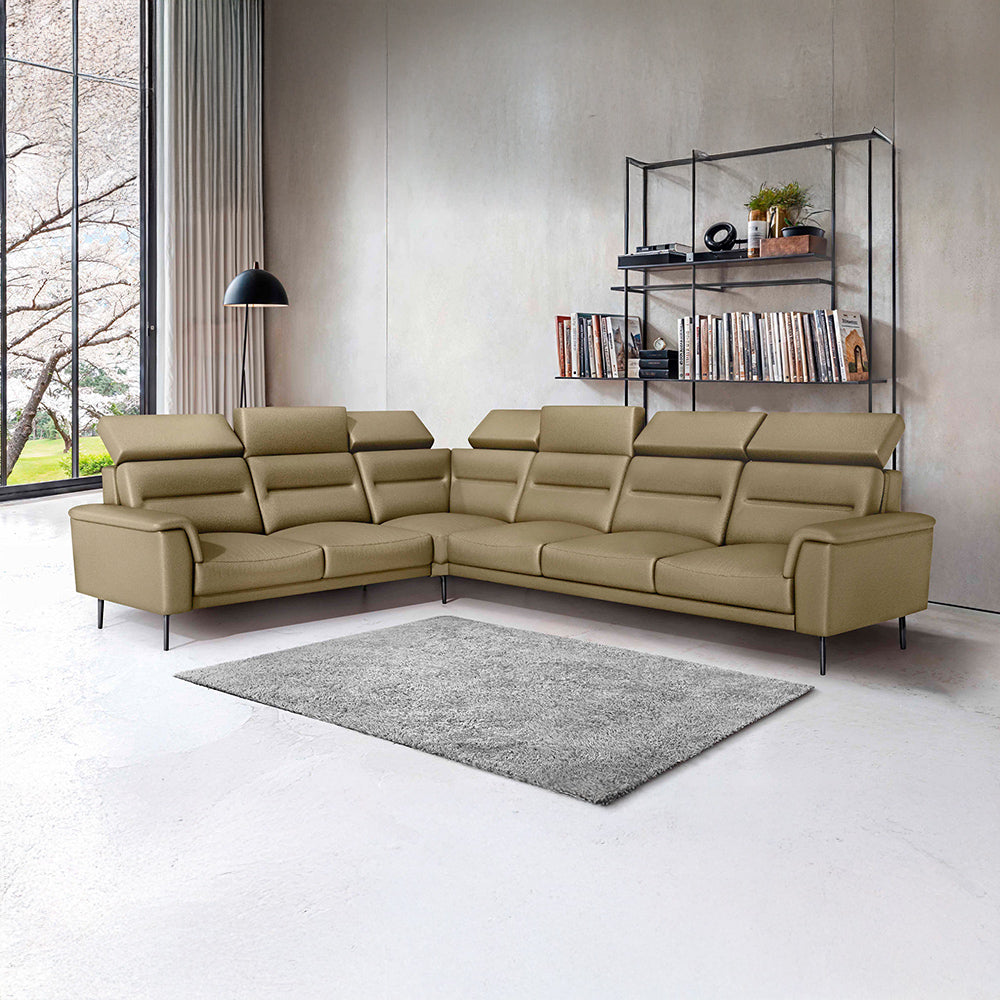 Crescendo 2 Seater + Corner + 3 Seater Leatherette Fabric - Pebble
