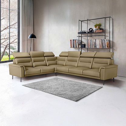 Crescendo 2 Seater + Corner + 3 Seater Leatherette Fabric - Pebble