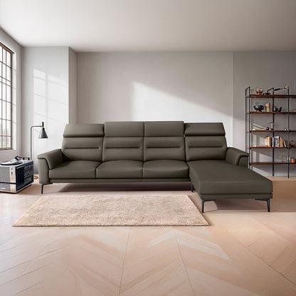Cresendo 3 Seater with LH Lounger Leatherette fabric - Pewter Grey