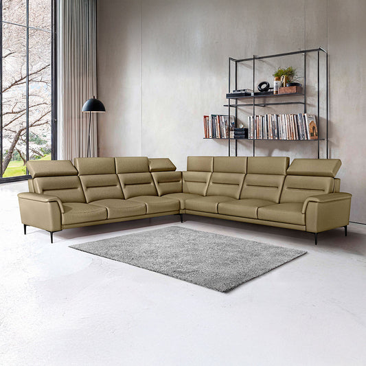 Crescendo 3 Seater + Corner + 3 Seater Leatherette Fabric - Pebble