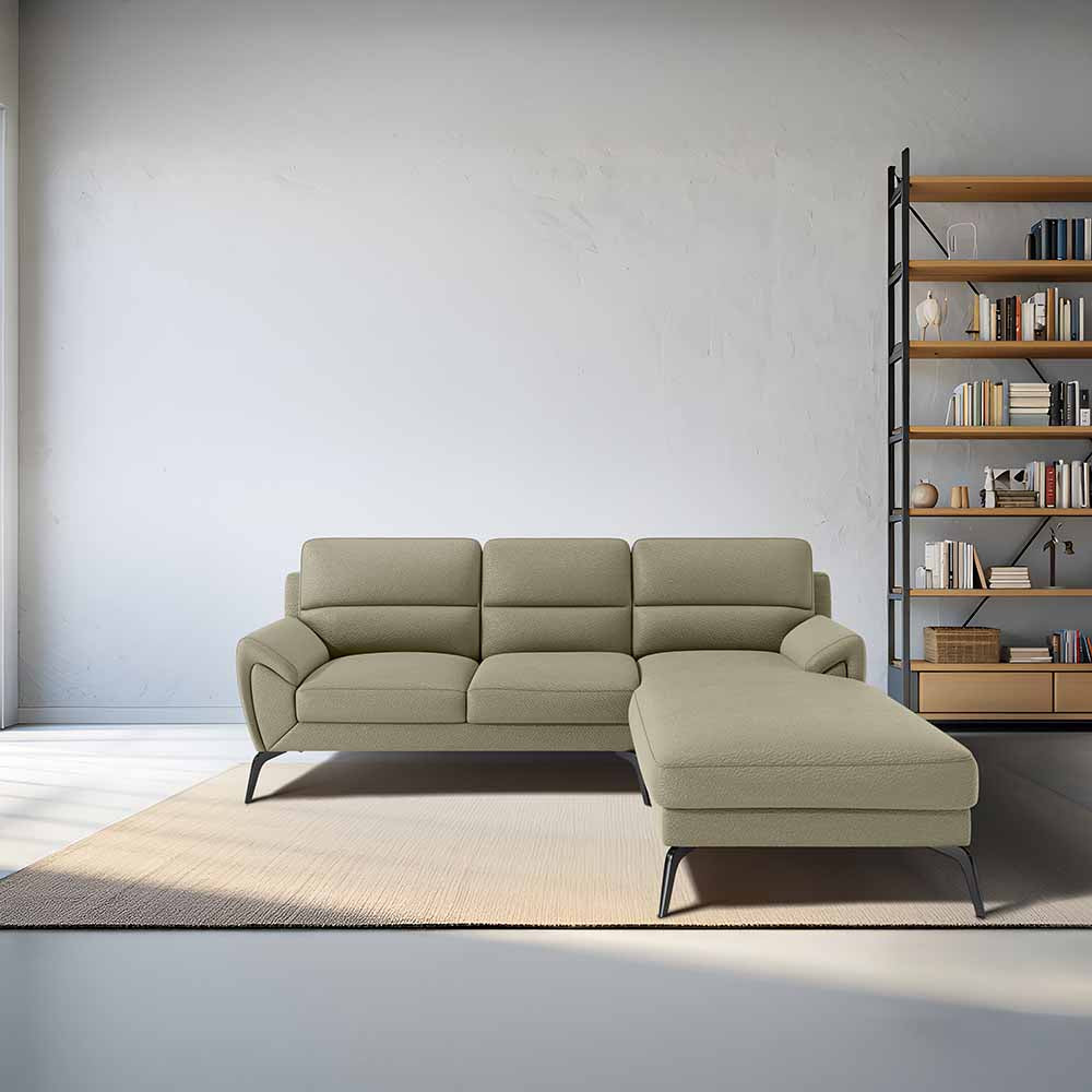 Octave 2 Seater Sofa with Lounger Suede Fabric  - Almond Milk