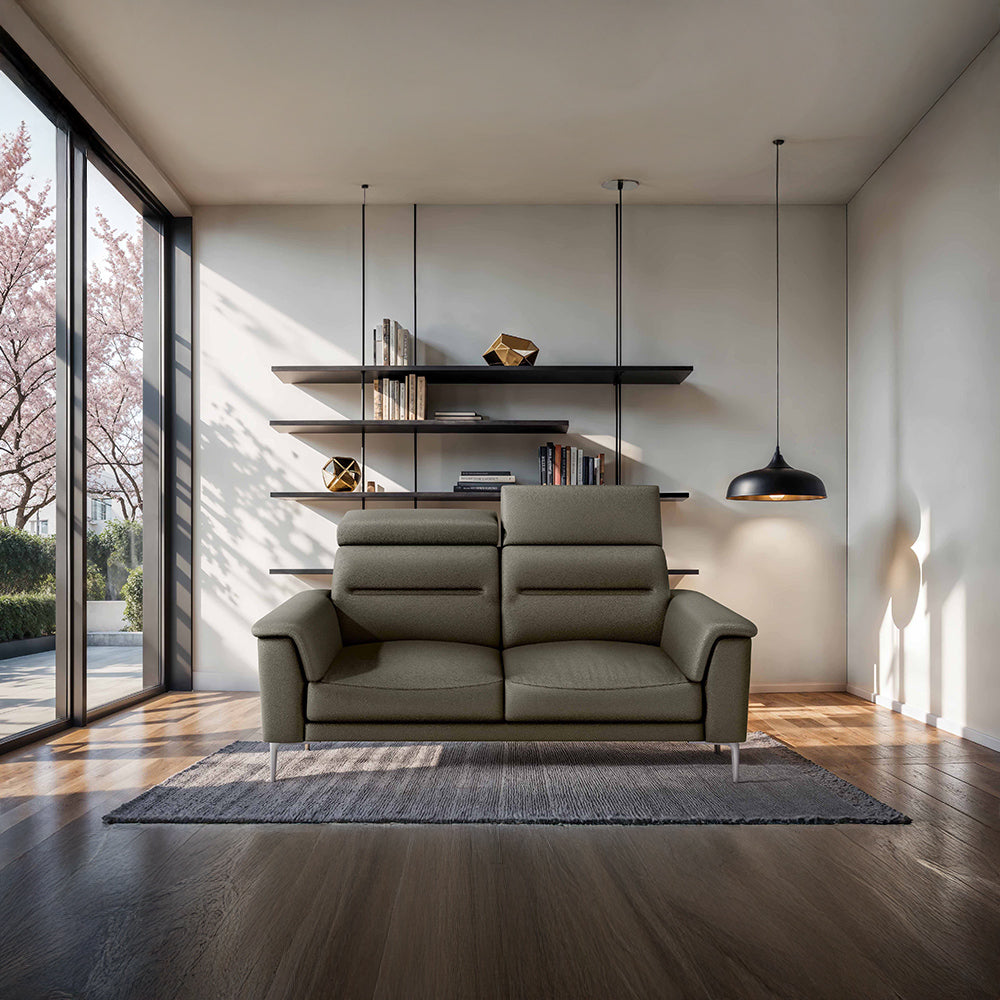 Cresendo 2 Seater Leatherette fabric - Pewter Grey