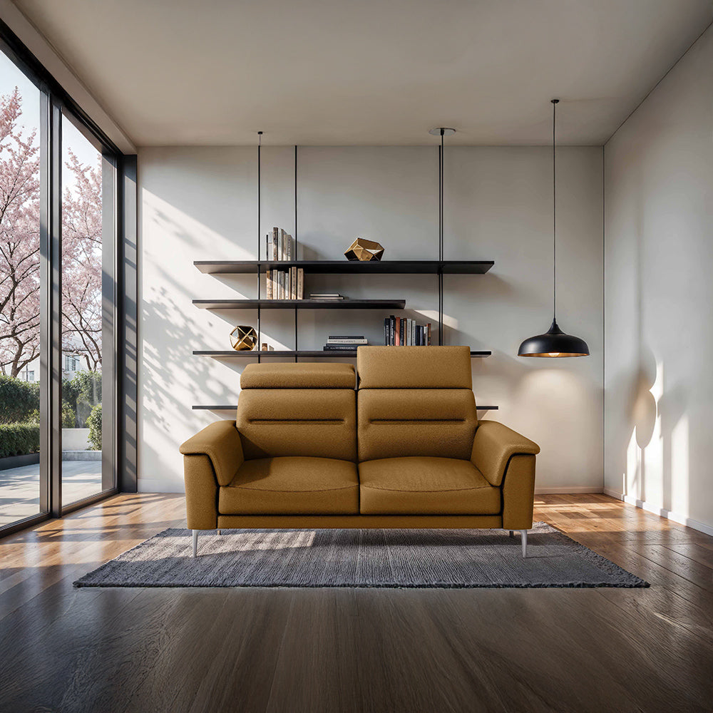 Cresendo 2 Seater Leatherette fabric - Tobacco Brown