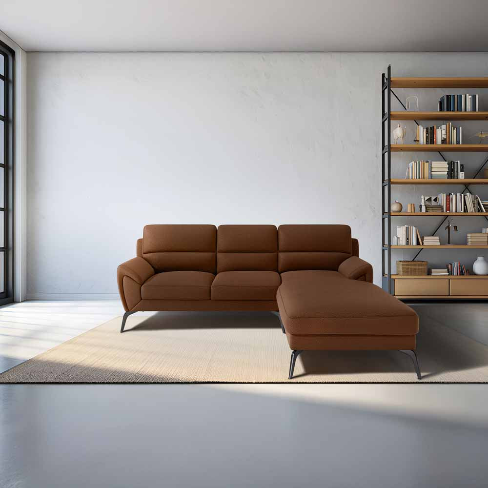 Octave 2 Seater Sofa with Lounger Suede Fabric  - Capuccino