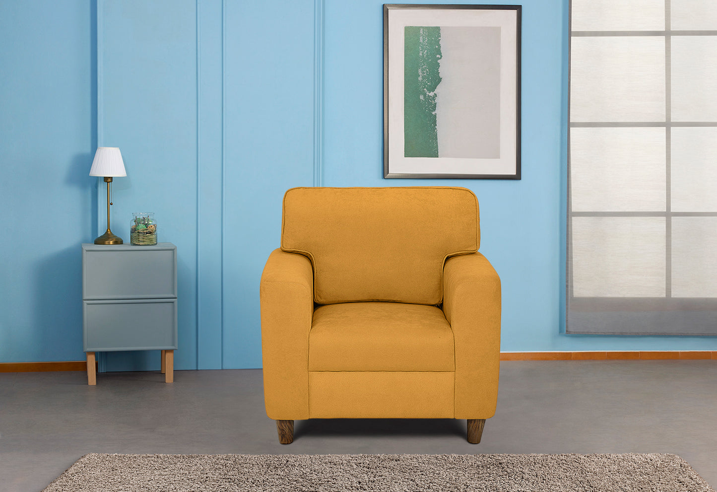 Utopia Fabric Sofa | 1 seater | Yellow |  Duroflex Furniture
