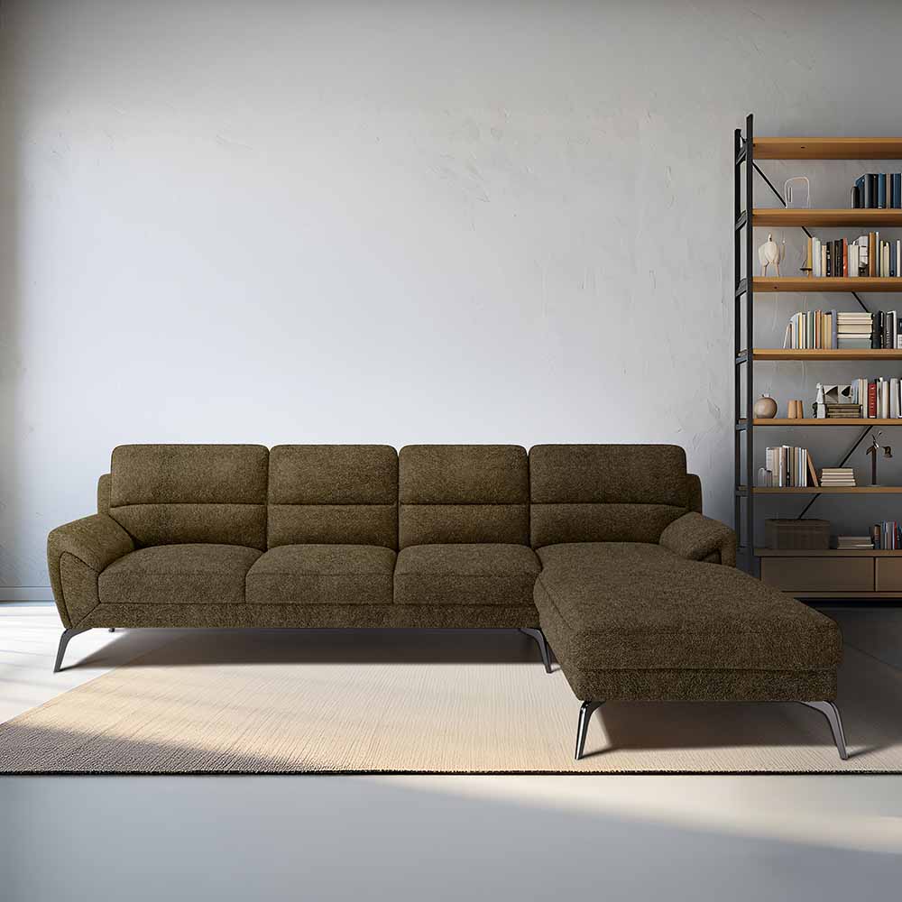 Octave 3 Seater with Lounger Boucle Fabric - Sepia