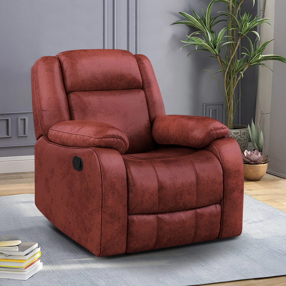Avalon Crimson Red Suede Recliner