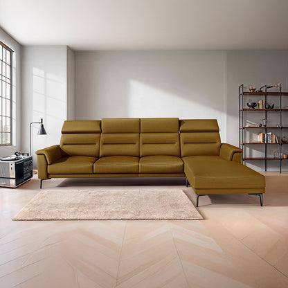 Cresendo 3 Seater with LH Lounger Leatherette fabric - Golden Orange