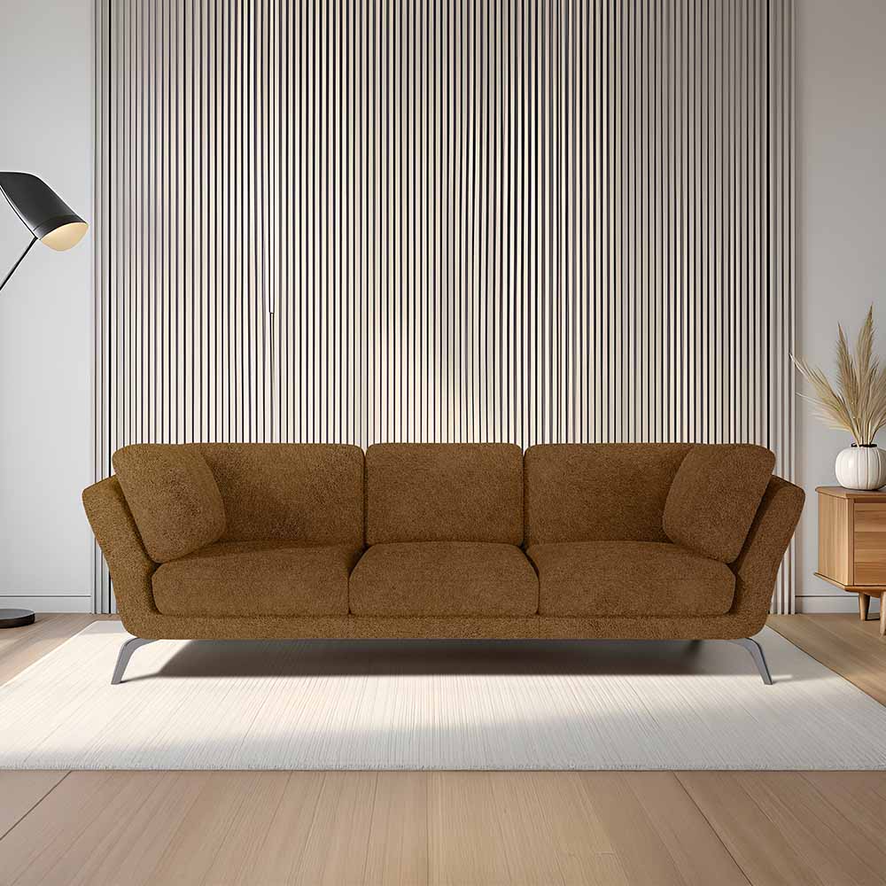 Symphony 3 Seater Boucle Fabric - Caramel