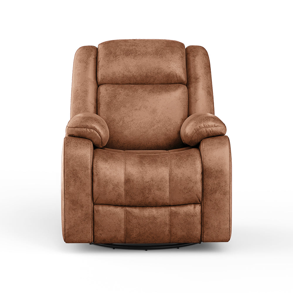 Avalon Rocking & Rotating Desert Orange Single Seater Suede Fabric Recliner