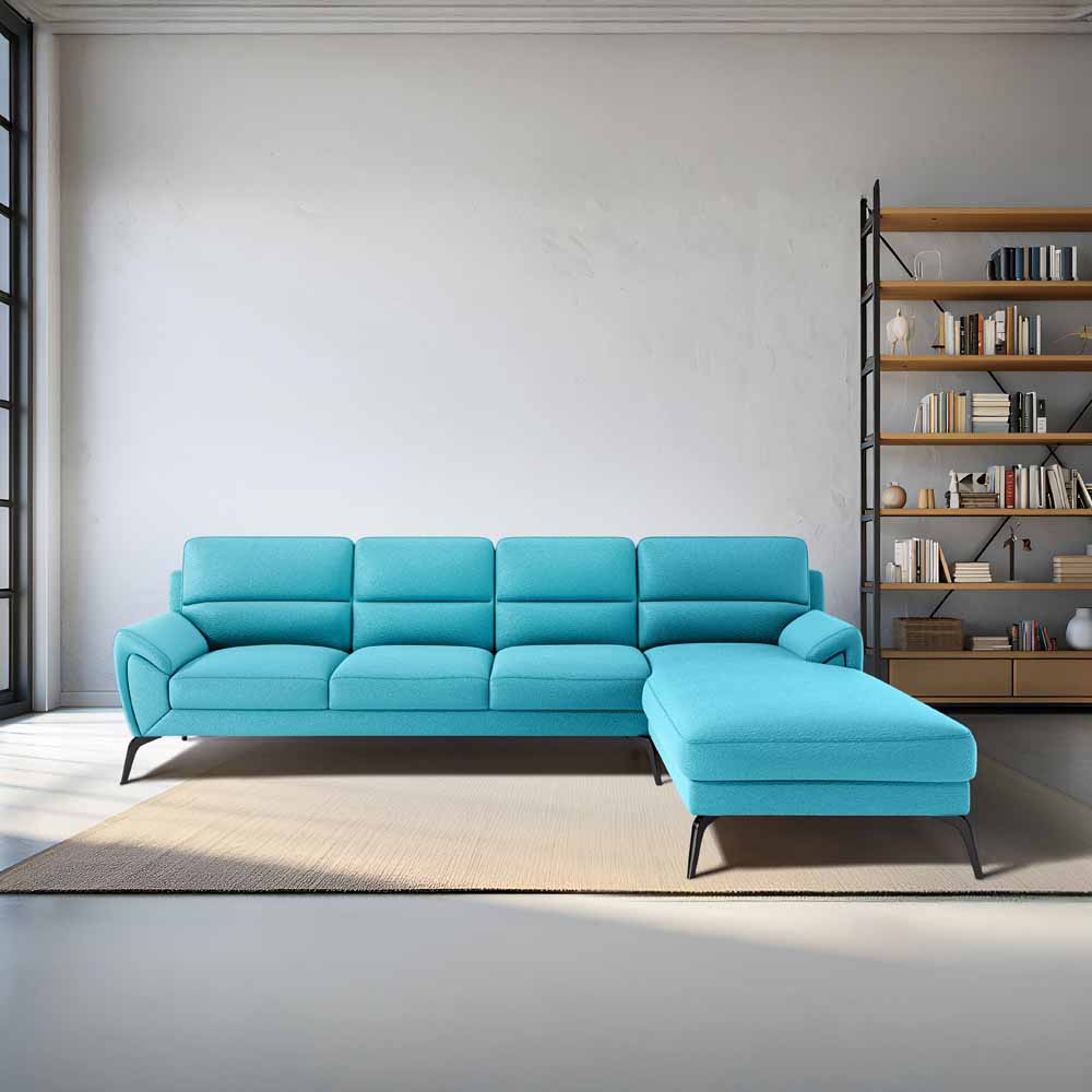Octave 3 Seater with RH Lounger Suede Fabric - Celestial Blue