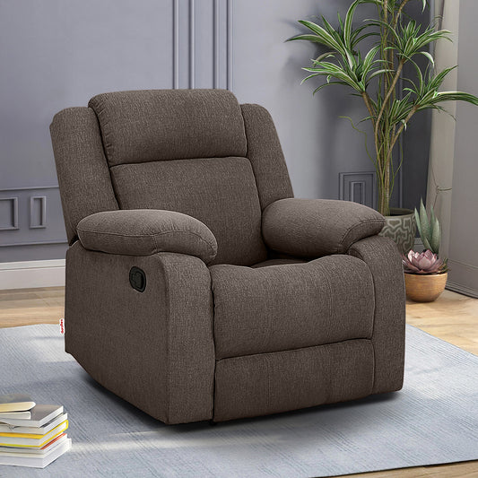 Avalon Dark Brown Fabric Recliner