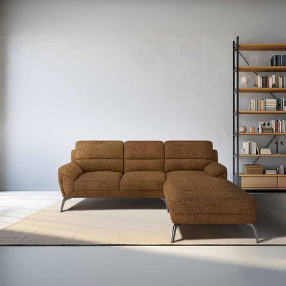 Octave 2 Seater Sofa with Lounger Boucle Fabric - Caramel
